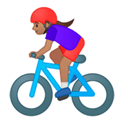 Émoji 🚴🏽‍♀️ Cycliste Femme : Peau Légèrement Mate sur Google Android 9.0.