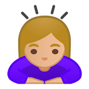 🙇🏼‍♀️ Emoji Mujer Haciendo Una Reverencia: Tono De Piel Claro Medio en Google Android 9.0.