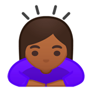 🙇🏾‍♀️ Emoji Mujer Haciendo Una Reverencia: Tono De Piel Oscuro Medio en Google Android 9.0.