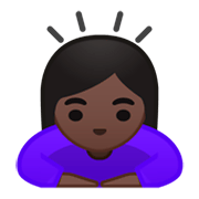 🙇🏿‍♀️ Emoji Mulher Fazendo Reverência: Pele Escura na Google Android 9.0.