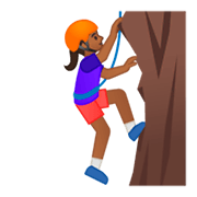 🧗🏾‍♀️ Emoji Mujer Escalando: Tono De Piel Oscuro Medio en Google Android 9.0.