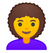 Émoji 👩‍🦱 Femme : Cheveux Bouclés sur Google Android 9.0.