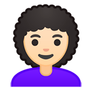 Émoji 👩🏻‍🦱 Femme : Peau Claire Et Cheveux Bouclés sur Google Android 9.0.