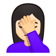 🤦🏻‍♀️ Emoji sich an den Kopf fassende Frau: helle Hautfarbe Google Android 9.0.