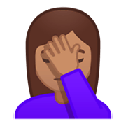 🤦🏽‍♀️ Emoji sich an den Kopf fassende Frau: mittlere Hautfarbe Google Android 9.0.