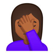 🤦🏾‍♀️ Emoji sich an den Kopf fassende Frau: mitteldunkle Hautfarbe Google Android 9.0.