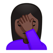 🤦🏿‍♀️ Emoji sich an den Kopf fassende Frau: dunkle Hautfarbe Google Android 9.0.