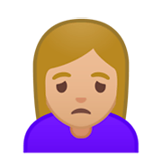 Emoji 🙍🏼‍♀️ Donna Corrucciata: Carnagione Abbastanza Chiara su Google Android 9.0.