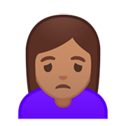 🙍🏽‍♀️ Emoji missmutige Frau: mittlere Hautfarbe Google Android 9.0.