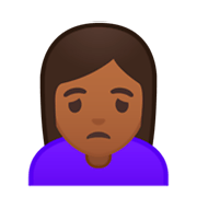 🙍🏾‍♀️ Emoji Mujer Frunciendo El Ceño: Tono De Piel Oscuro Medio en Google Android 9.0.