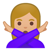 🙅🏼‍♀️ Emoji Frau mit überkreuzten Armen: mittelhelle Hautfarbe Google Android 9.0.