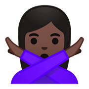 🙅🏿‍♀️ Emoji Frau mit überkreuzten Armen: dunkle Hautfarbe Google Android 9.0.