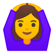 🙆‍♀️ Emoji Frau mit Händen auf dem Kopf Google Android 9.0.