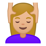 💆🏼‍♀️ Emoji Frau, die eine Kopfmassage bekommt: mittelhelle Hautfarbe Google Android 9.0.