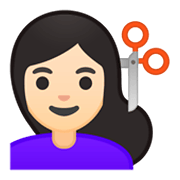 💇🏻‍♀️ Emoji Frau beim Haareschneiden: helle Hautfarbe Google Android 9.0.