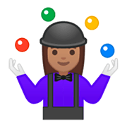 🤹🏽‍♀️ Emoji Mujer Haciendo Malabares: Tono De Piel Medio en Google Android 9.0.