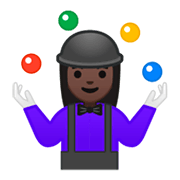 🤹🏿‍♀️ Emoji Jongleurin: dunkle Hautfarbe Google Android 9.0.