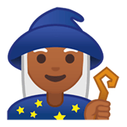 🧙🏾‍♀️ Emoji Maga: Tono De Piel Oscuro Medio en Google Android 9.0.