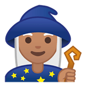 🧙🏽‍♀️ Emoji Magierin: mittlere Hautfarbe Google Android 9.0.