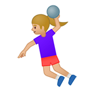 🤾🏼‍♀️ Emoji Mujer Jugando Al Balonmano: Tono De Piel Claro Medio en Google Android 9.0.