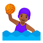 🤽🏾‍♀️ Emoji Mujer Jugando Al Waterpolo: Tono De Piel Oscuro Medio en Google Android 9.0.