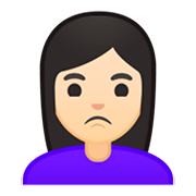 🙎🏻‍♀️ Emoji Mujer Haciendo Pucheros: Tono De Piel Claro en Google Android 9.0.