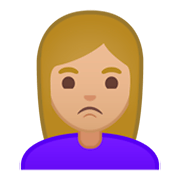 🙎🏼‍♀️ Emoji schmollende Frau: mittelhelle Hautfarbe Google Android 9.0.