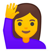 🙋‍♀️ Emoji Frau mit erhobenem Arm Google Android 9.0.