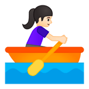 🚣🏻‍♀️ Emoji Frau im Ruderboot: helle Hautfarbe Google Android 9.0.