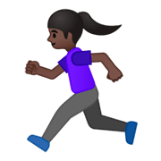 🏃🏿‍♀️ Emoji Mujer Corriendo: Tono De Piel Oscuro en Google Android 9.0.