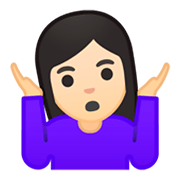 🤷🏻‍♀️ Emoji schulterzuckende Frau: helle Hautfarbe Google Android 9.0.