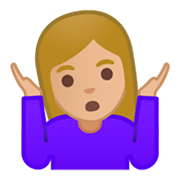 🤷🏼‍♀️ Emoji schulterzuckende Frau: mittelhelle Hautfarbe Google Android 9.0.