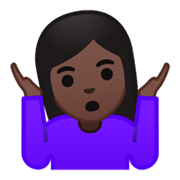 🤷🏿‍♀️ Emoji schulterzuckende Frau: dunkle Hautfarbe Google Android 9.0.