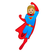 🦸🏼‍♀️ Emoji Super-heroína: Pele Morena Clara na Google Android 9.0.