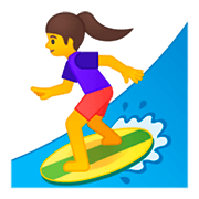 Emoji 🏄‍♀️ Surfista Donna su Google Android 9.0.