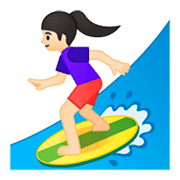 Émoji 🏄🏻‍♀️ Surfeuse : Peau Claire sur Google Android 9.0.