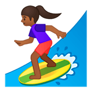 Émoji 🏄🏾‍♀️ Surfeuse : Peau Mate sur Google Android 9.0.