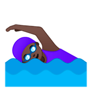 🏊🏿‍♀️ Emoji Mujer Nadando: Tono De Piel Oscuro en Google Android 9.0.