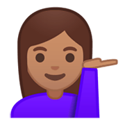 💁🏽‍♀️ Emoji Mulher Com A Palma Virada Para Cima: Pele Morena na Google Android 9.0.