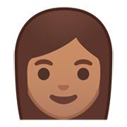 👩🏽 Emoji Frau: mittlere Hautfarbe Google Android 9.0.