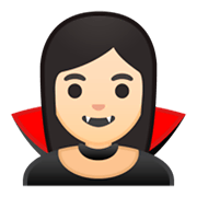 🧛🏻‍♀️ Emoji weiblicher Vampir: helle Hautfarbe Google Android 9.0.