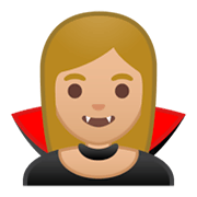 🧛🏼‍♀️ Emoji weiblicher Vampir: mittelhelle Hautfarbe Google Android 9.0.