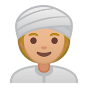 👳🏼‍♀️ Emoji Mujer Con Turbante: Tono De Piel Claro Medio en Google Android 9.0.