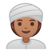 👳🏽‍♀️ Emoji Mujer Con Turbante: Tono De Piel Medio en Google Android 9.0.