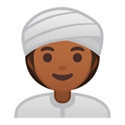 👳🏾‍♀️ Emoji Mulher Com Turbante: Pele Morena Escura na Google Android 9.0.