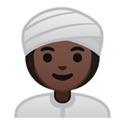 👳🏿‍♀️ Emoji Mujer Con Turbante: Tono De Piel Oscuro en Google Android 9.0.