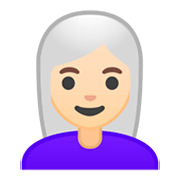 Emoji 👩🏻‍🦳 Donna: Carnagione Chiara E Capelli Bianchi su Google Android 9.0.