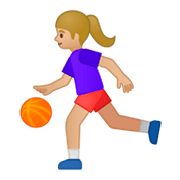 ⛹🏼‍♀️ Emoji Frau mit Ball: mittelhelle Hautfarbe Google Android 9.0.