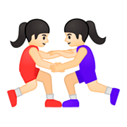 🤼🏻‍♀️ Emoji Mulheres Lutando, Pele Clara na Google Android 9.0.