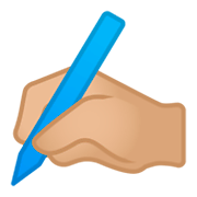 ✍🏼 Emoji Mano Escribiendo: Tono De Piel Claro Medio en Google Android 9.0.